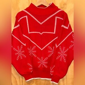 Vintage Voyager Women’s Sweater Sz Medium Christmas Snowflake Ugly Red And White